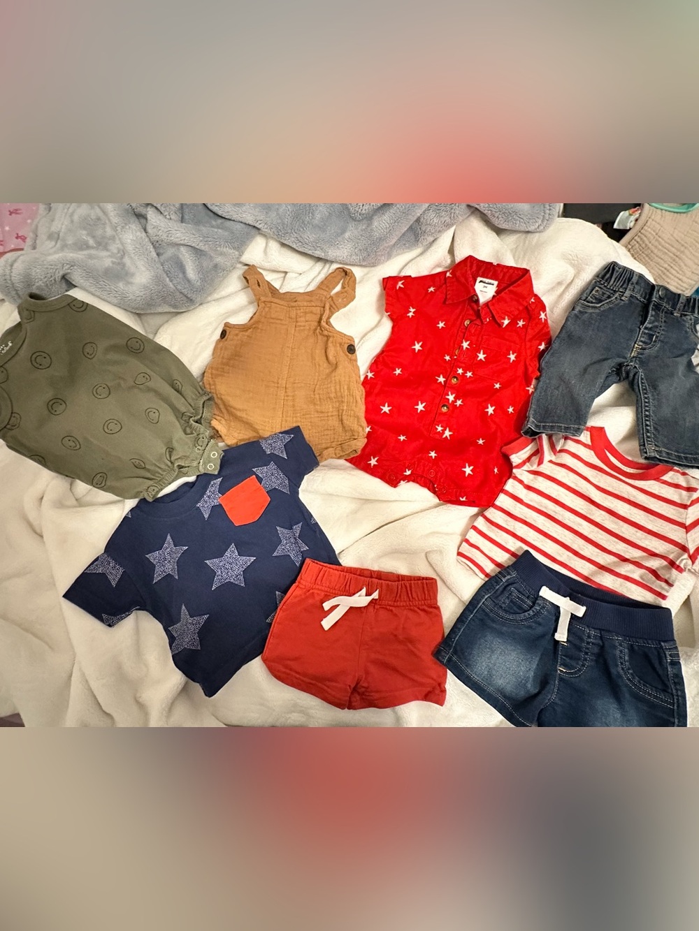 8 pc bundle of baby boy 0-3 summer outfits